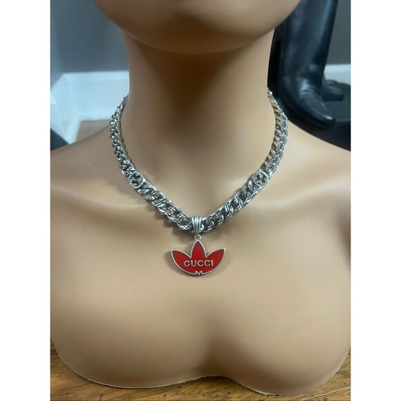 Gucci x adidas gg chunky chain reversible silver tone necklace unisex - Picture 1 of 9